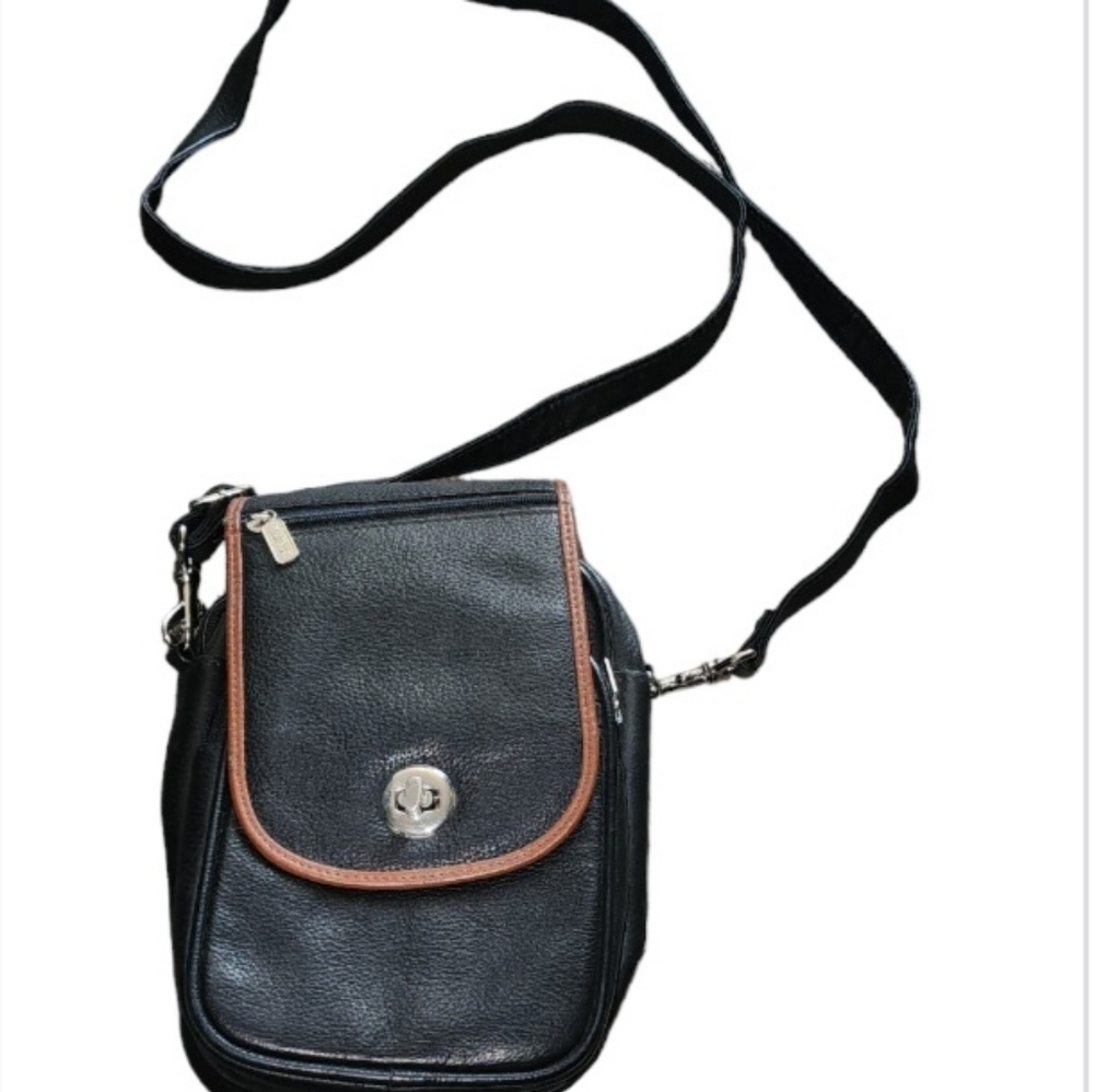 SOLD Buxton Crossbody Bag Purse Belt Bag Sling Leather Black Sling Retro Travel